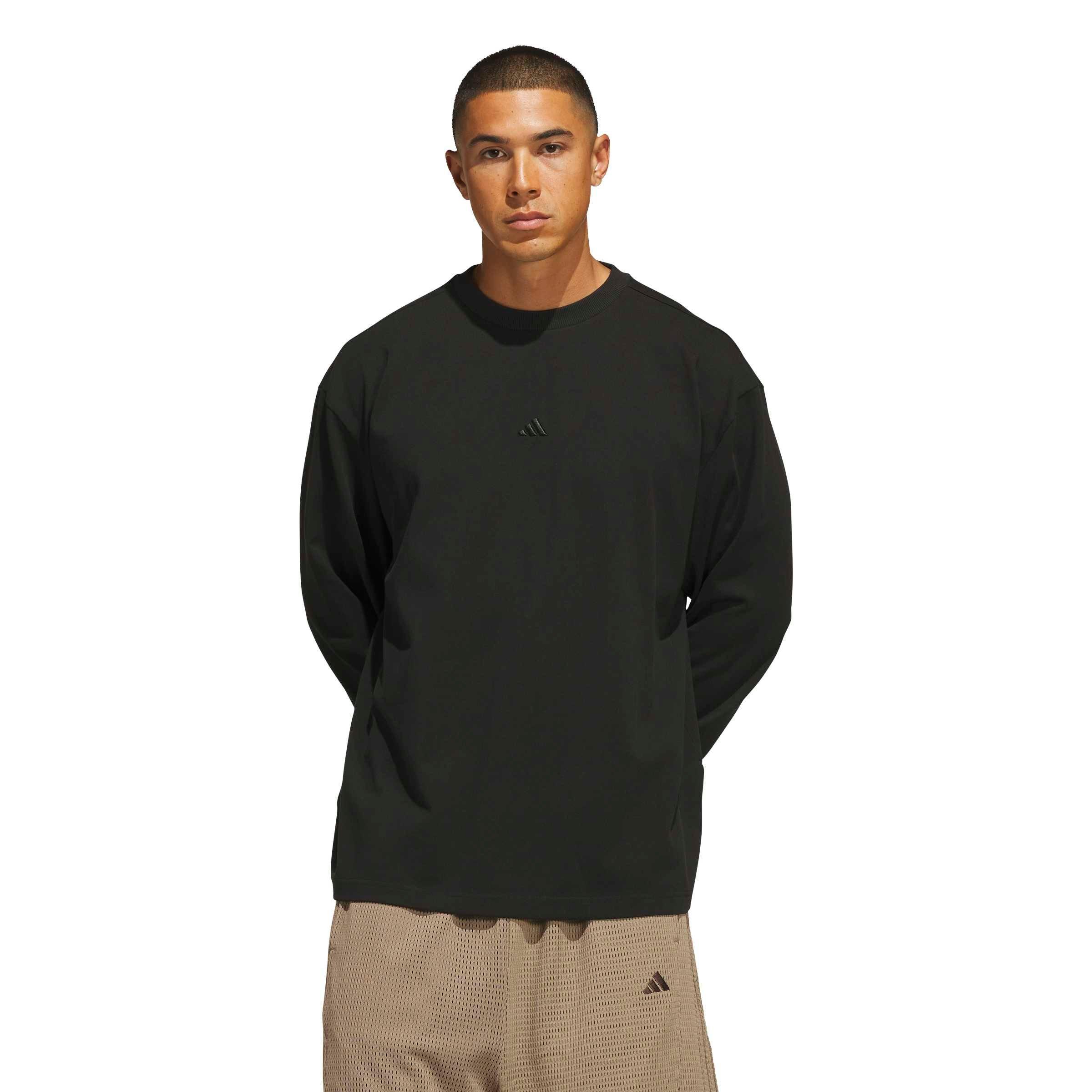 adidas Men's Basketball Single Jersey Long Sleeve Top - Black - BLACK